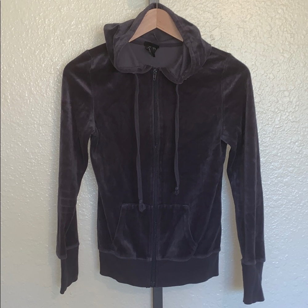 Zip up velvet hoodie jacket